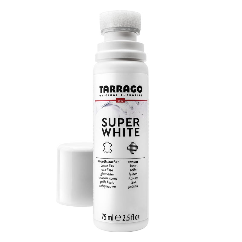 Tarrago Super White- Shoe Whitener Instant Cleaner for Sneakers with Applicator Tip for Leather Renew 75mL - Image 1